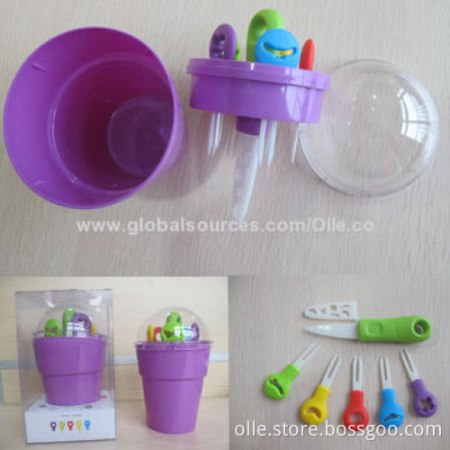 Ceramic Paring Knife and Fork Set, Colorful Handle, Healthy for Picking